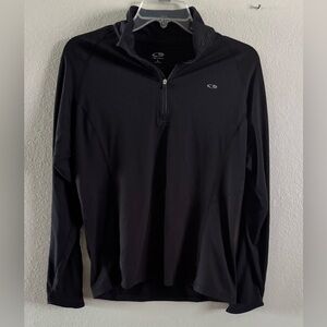CHAMPION 1/4 Zip Mock Neck Black Activewear Athletic Shirt Women's Size Large